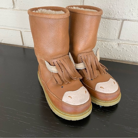Donsje Boots Wadudu Classic Cow Leather Wool Lined Boot Toddler Sz 10 Amsterdam - Picture 1 of 7